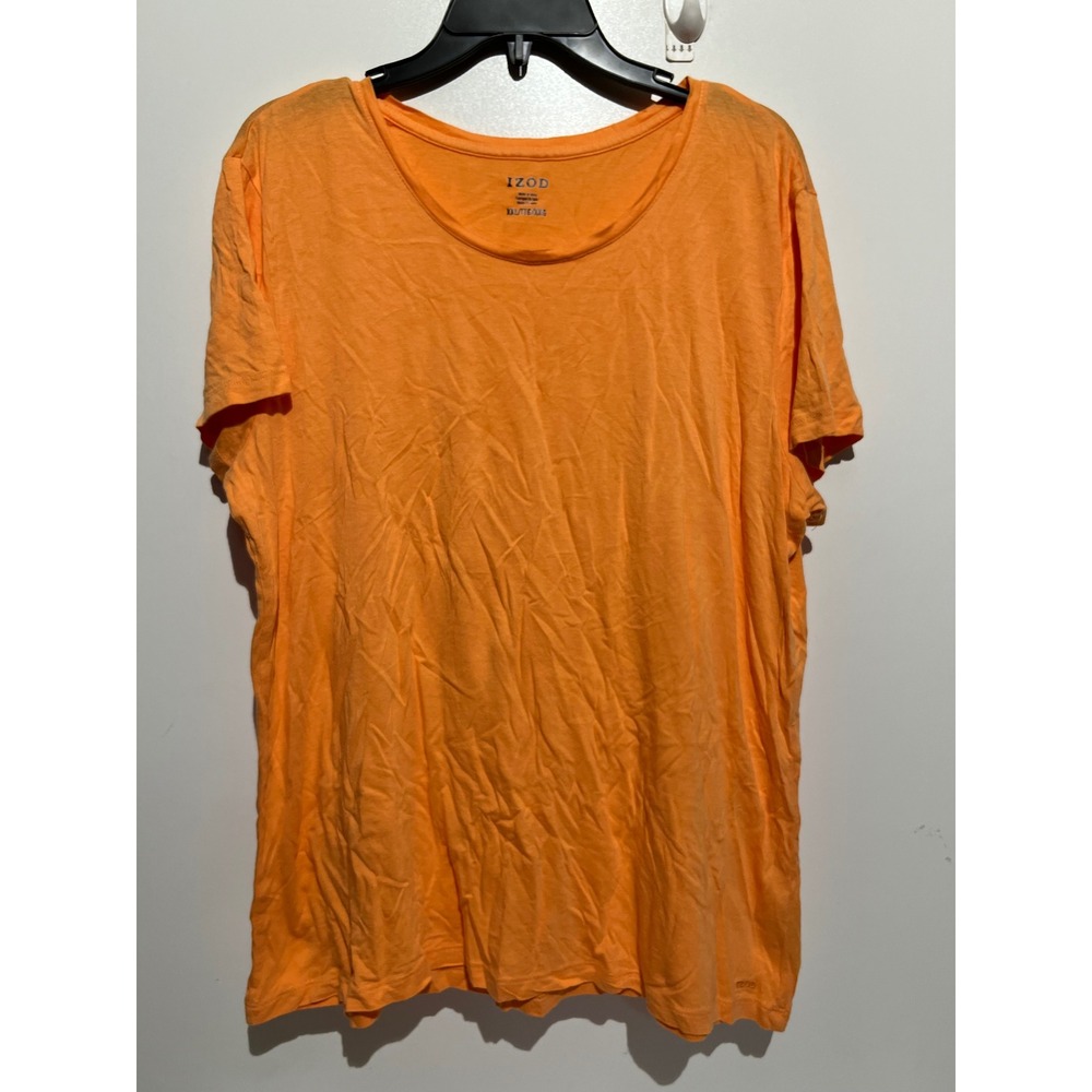 IZOD Womens XXL Orange Short Sleeve Scoop Neck Cotton Modal Blend Basic Tee